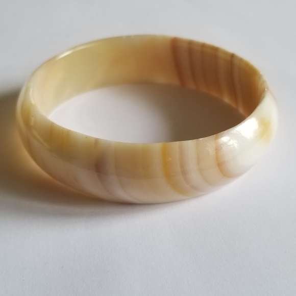 Relisted - Vintage bangle bracelet banded striped cream peach yellow tan - Picture 16 of 16